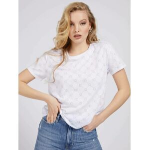 Guess dámské bílé tričko s detaily růží - XS (G011)